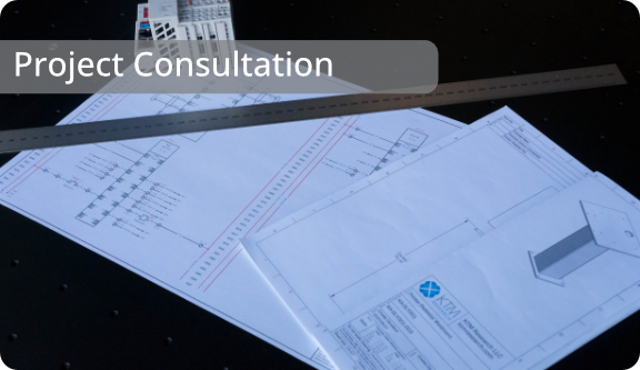 Project Consultation heading over technical drawings